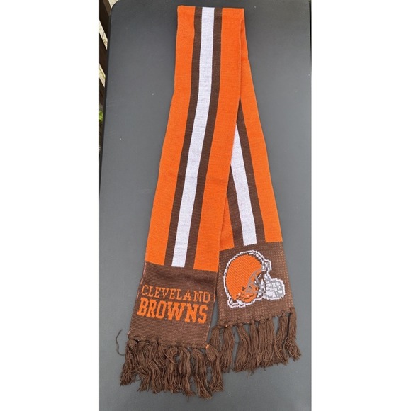 NFL Other - Cleveland Browns Winter Scarf Brown Orange  Fringe Knit 60 inches‎ long Football